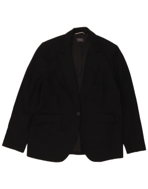Giacca blazer a 1 bottone Marks & Spencer da donna UK 16 grande poliestere nero