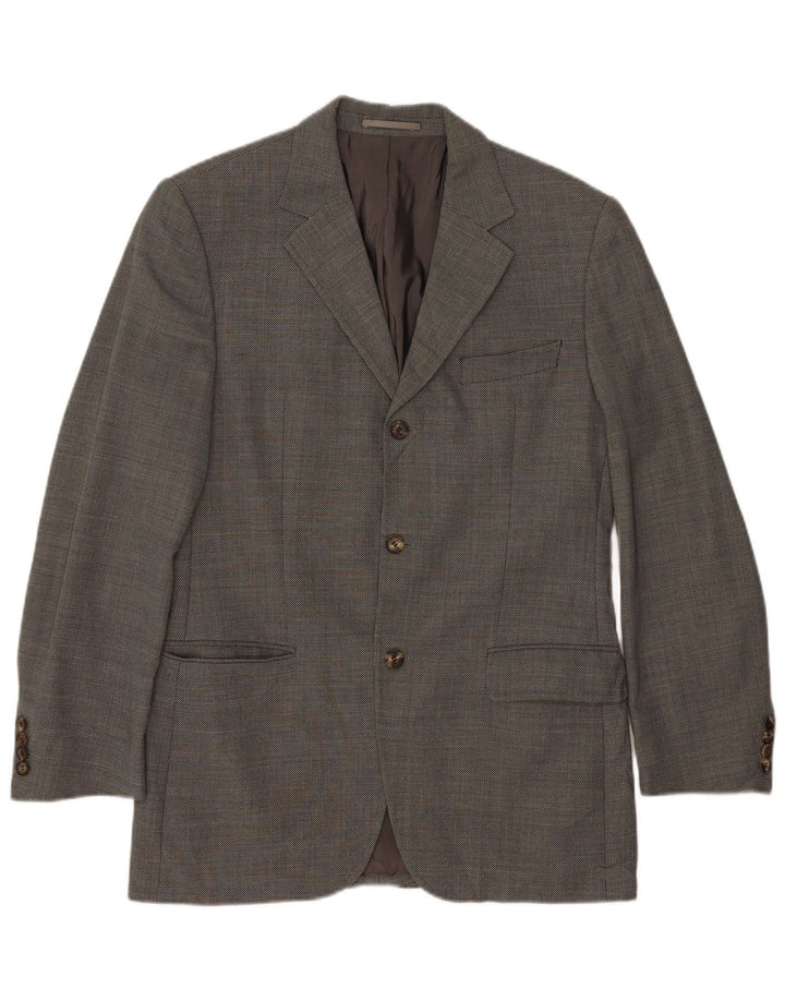 Giacca blazer da uomo a 3 bottoni Hugo Boss EU 50 grande lana grigia