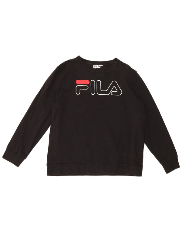 Felpa grafica da donna Fila Jumper UK 14 Large Black Cotton