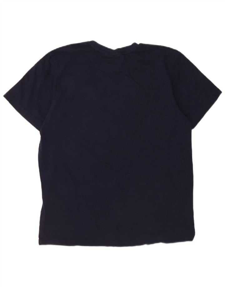 T-shirt grafica da uomo Fila Top in cotone color block medio blu navy