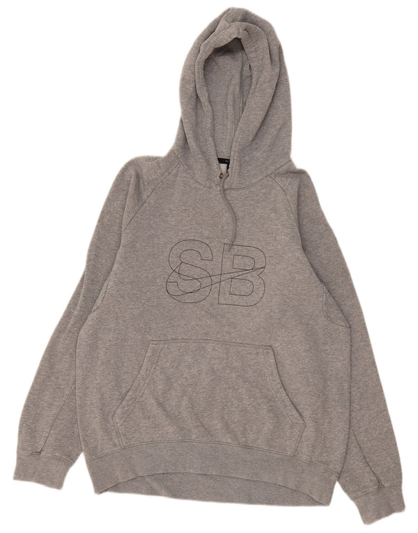 Felpa con cappuccio grafica Nike da uomo in cotone chiazzato grigio medio