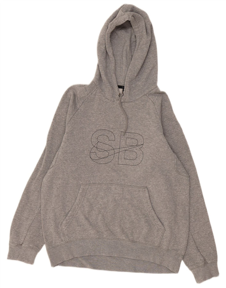 Felpa con cappuccio grafica Nike da uomo in cotone chiazzato grigio medio