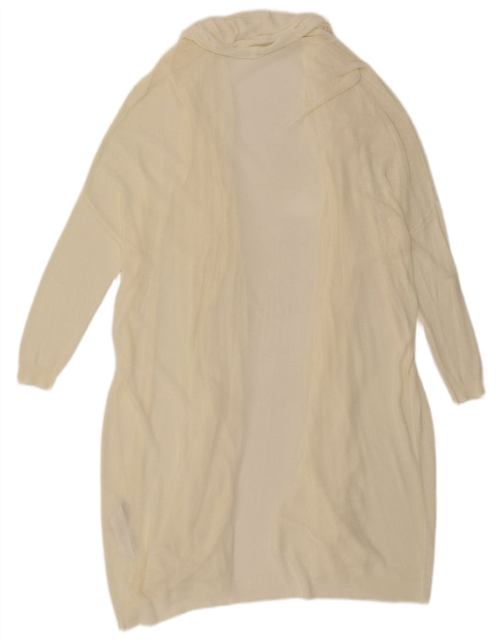 Maglione cardigan aperto oversize lungo da donna Zara UK 14 medio bianco sporco