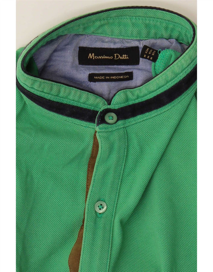 Polo Uomo Massimo Dutti Cotone Rigato Verde Medio