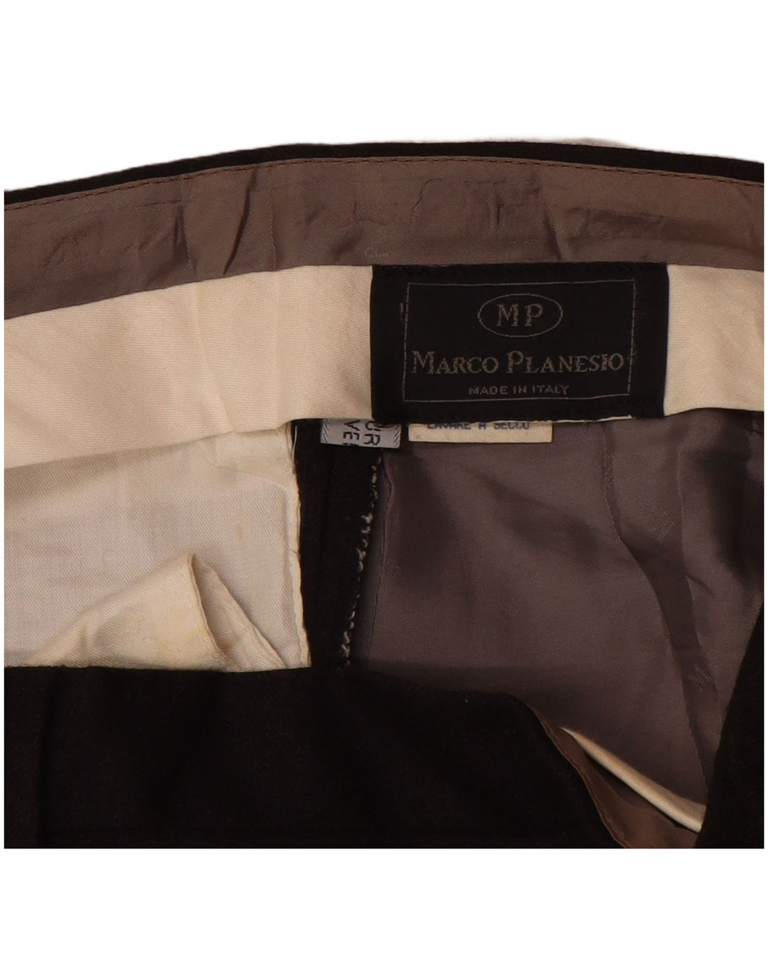 MARCO PLANESIO Pantaloni da Abito da Uomo con Pedge IT 52 XL W34 L33 Lana Nera