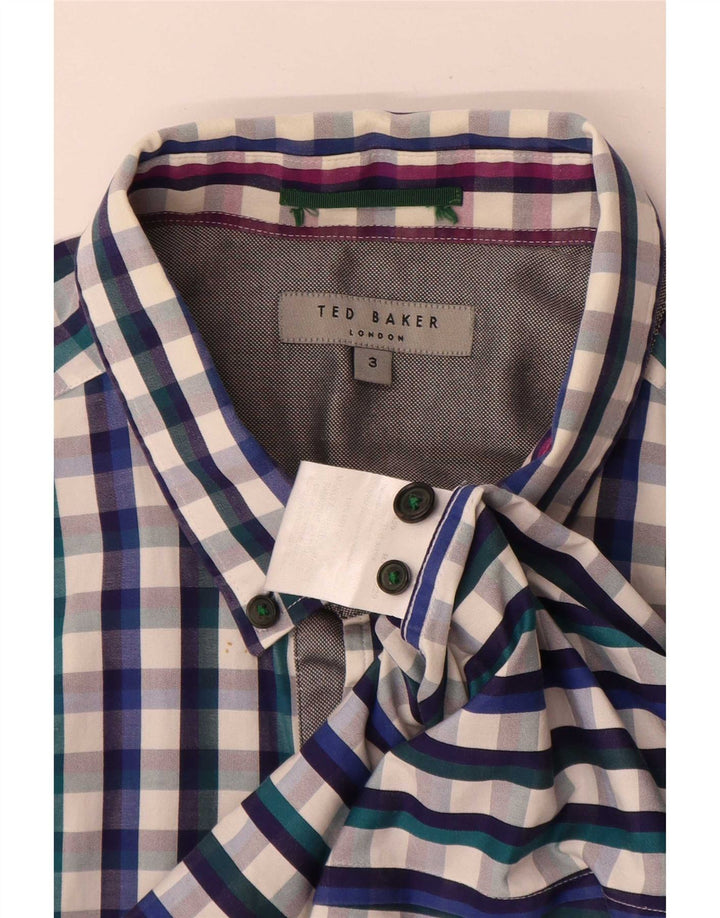 Ted Baker Camicia da uomo Taglia 3 Cotone a quadretti blu medio