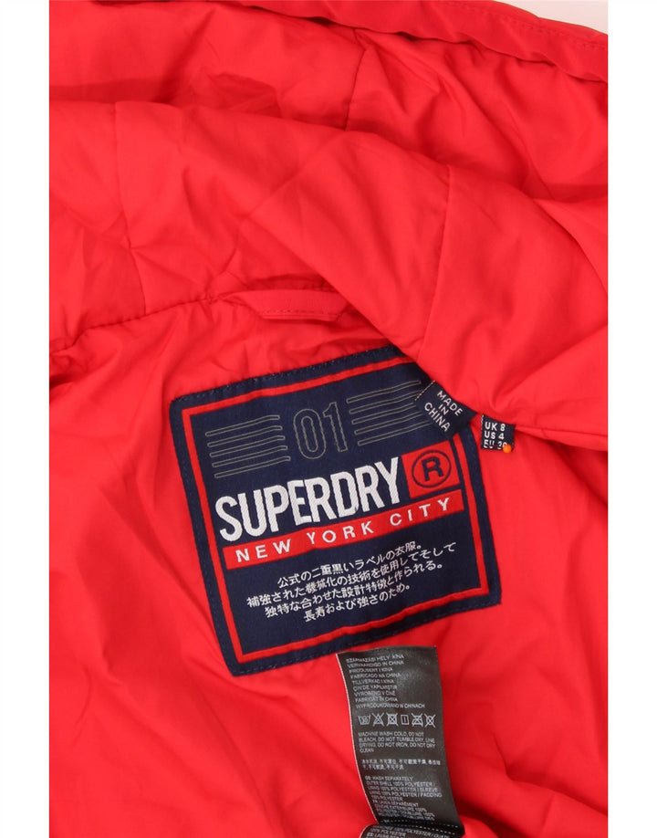SUPERDRY Womens Oversized Graphic Windbreaker Jacket UK 8 Small  Red