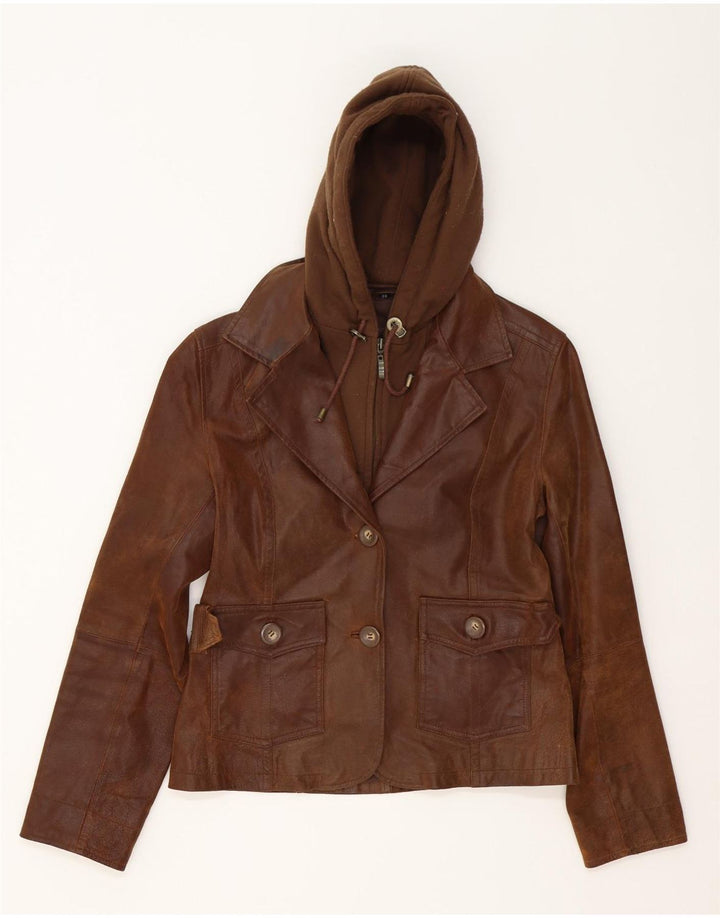 Giacca in pelle con cappuccio da donna Rino & Pelle EU 38 Marrone medio