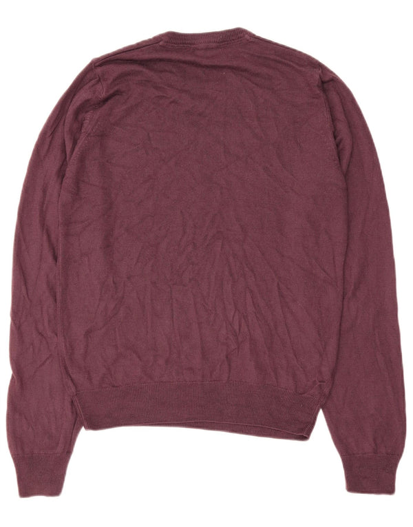 Maglione da uomo Marks & Spencer vestibilità regolare con scollo a V piccolo bordeaux