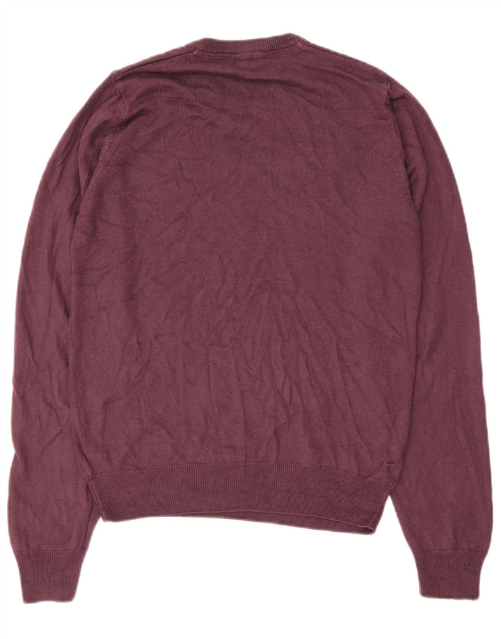 Maglione da uomo Marks & Spencer vestibilità regolare con scollo a V piccolo bordeaux