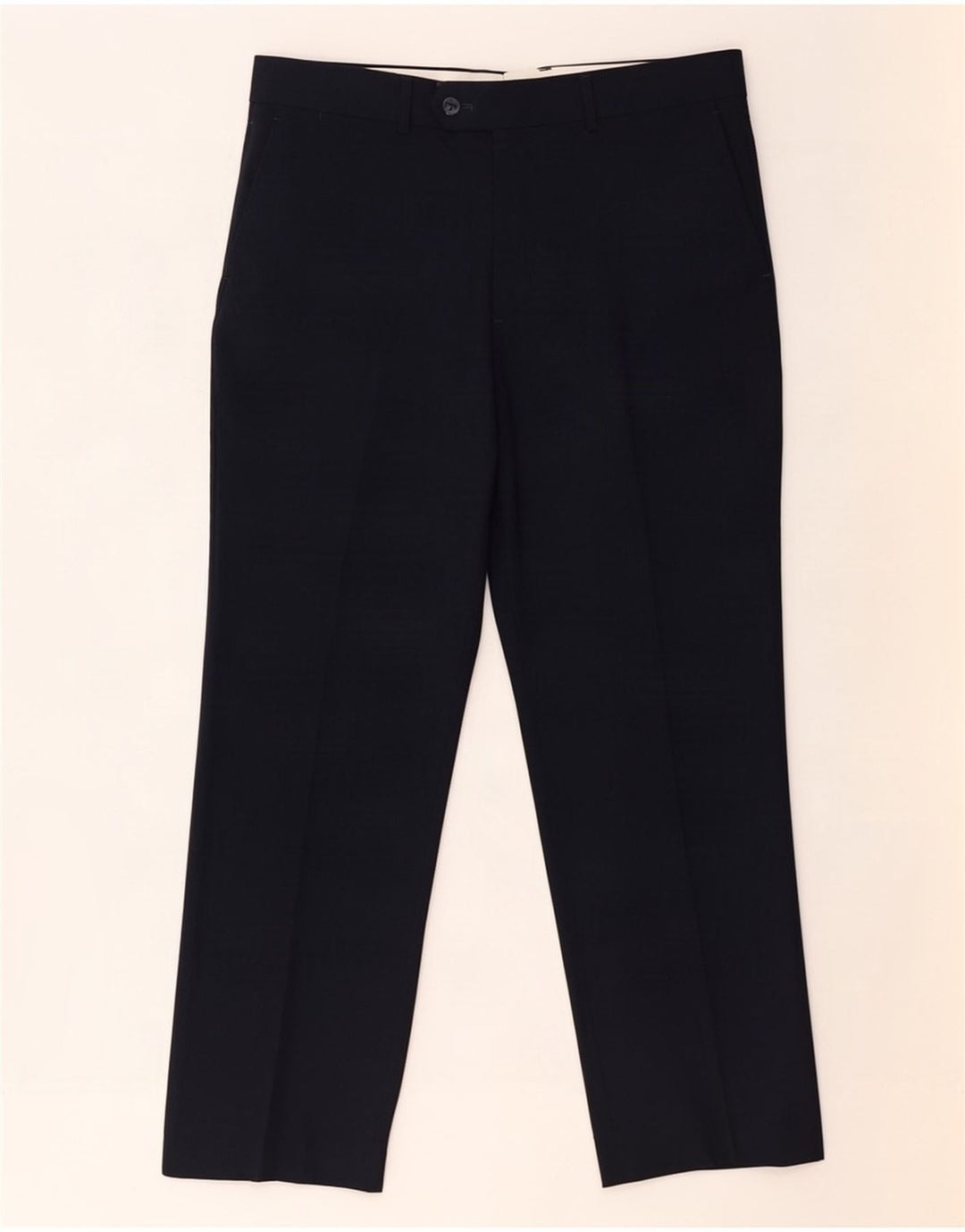 Pantaloni da abito dritti da uomo Zara EU 44 Large W34 L29 poliestere blu navy