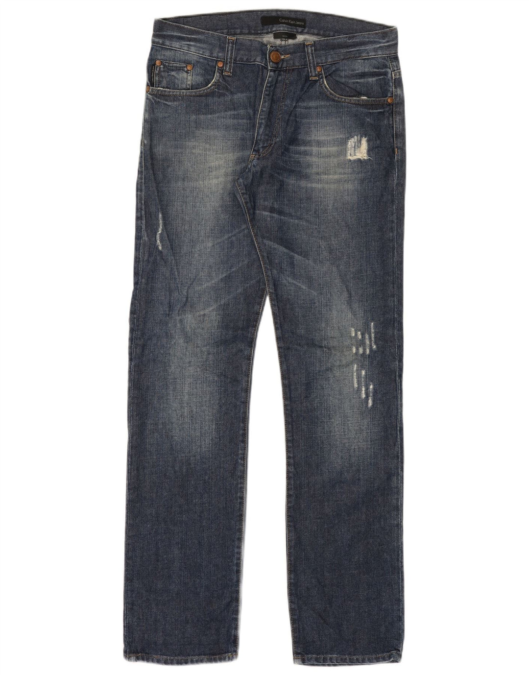 Jeans slim invecchiati da uomo Calvin Klein W31 L33 cotone blu