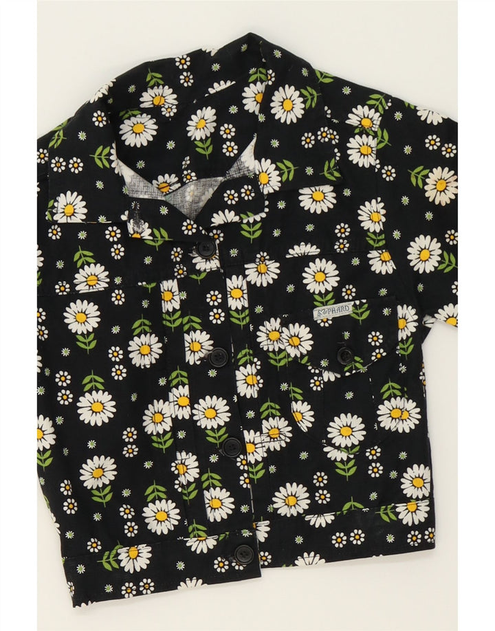 PHARD Girls Bomber Jacket 5-6 Years Black Floral Vintage Phard and Second-Hand Phard from Messina Hembry 