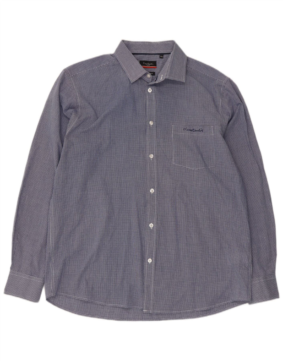 PIERRE CARDIN Camicia da uomo vestibilità regolare 2XL Poliestere a quadretti blu