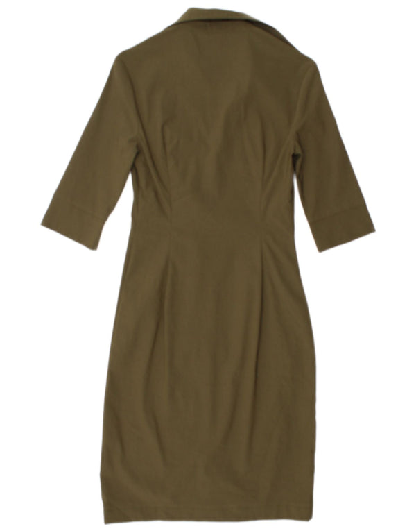 Abito camicia con maniche a 3/4 da donna Zara EU 34 2XS Rayon kaki