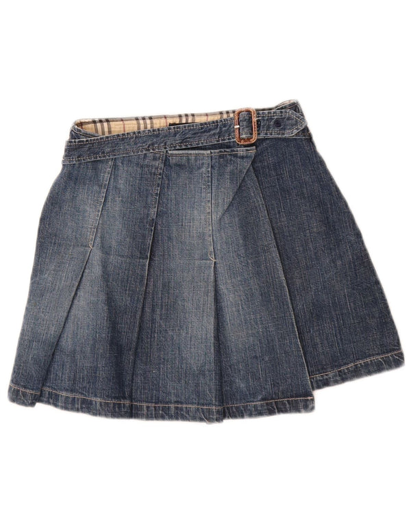 Mini gonna avvolgente in denim per ragazze Burberry 9-10 anni W22 cotone blu