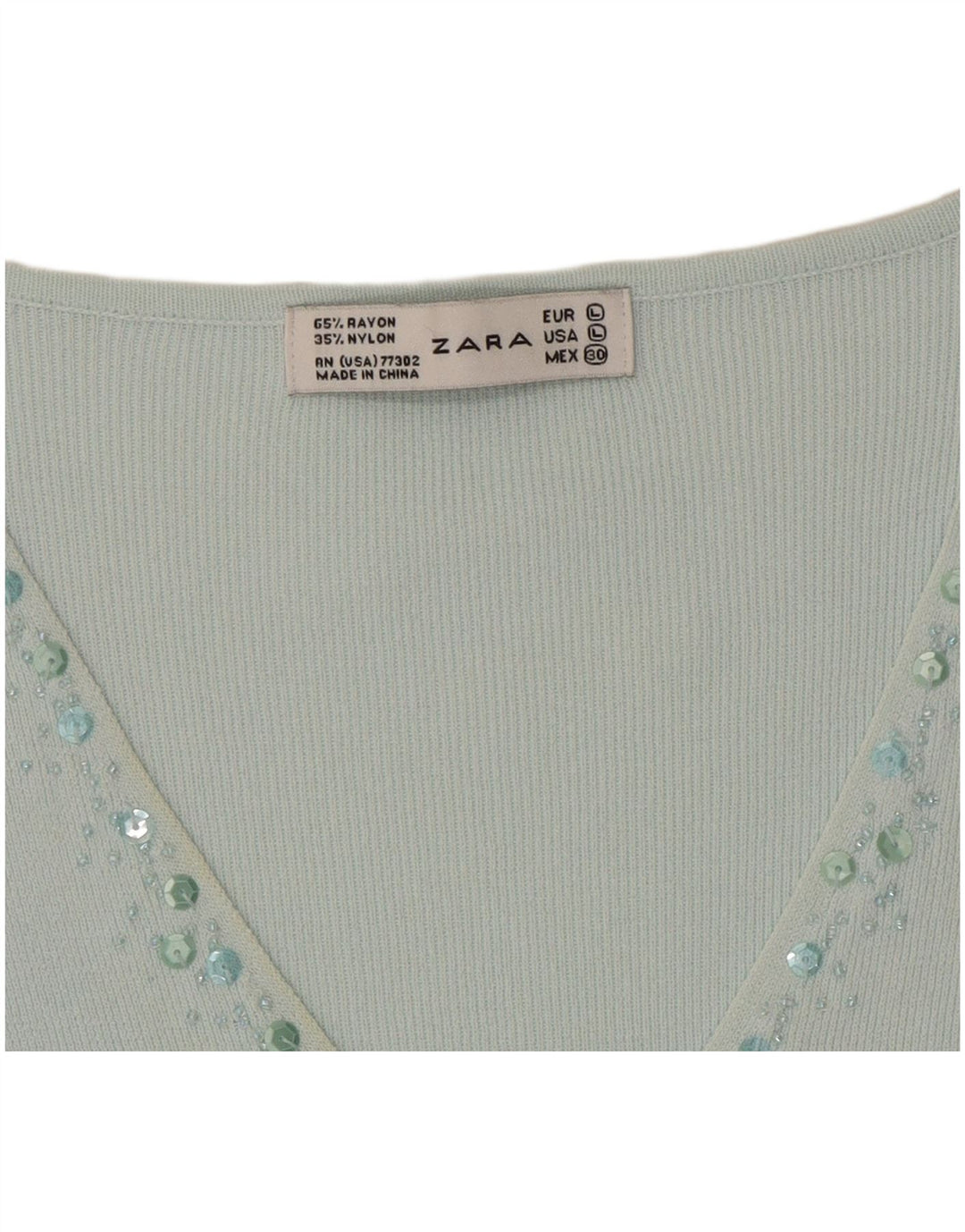 Top Zara da donna con maniche a 3/4 grande in rayon turchese