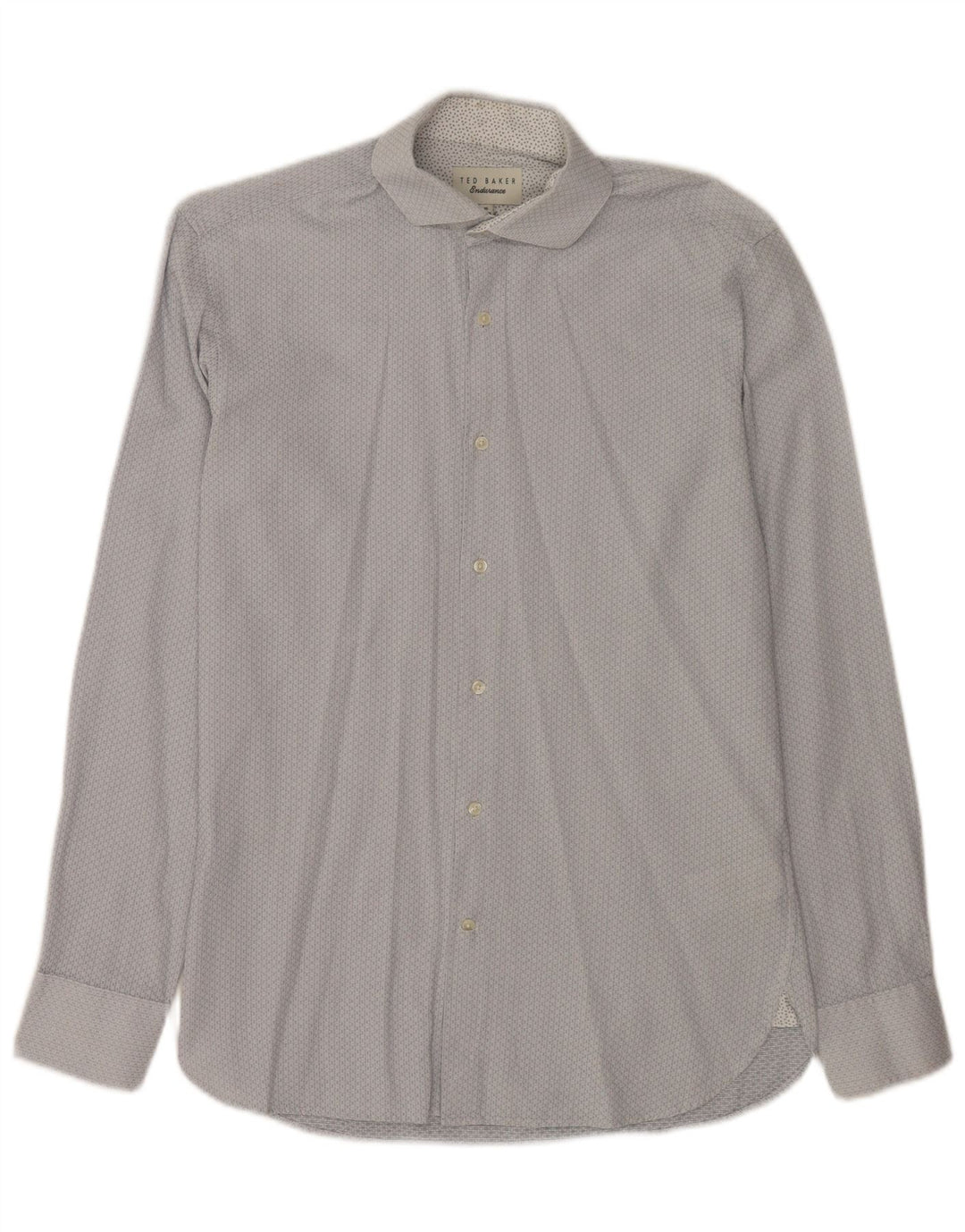 Camicia da uomo Ted Baker taglia 15 cotone geometrico blu medio