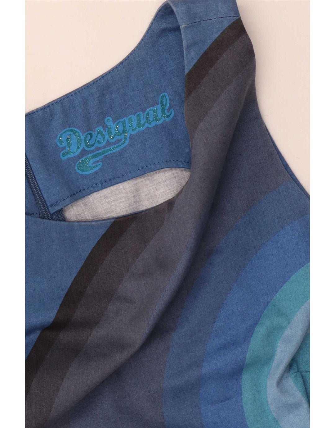 Desigual Abito tubino senza maniche con grafica da donna EU 38 Blu medio a righe