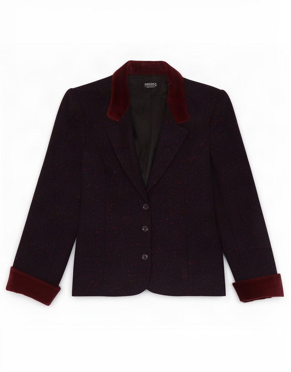 Giacca blazer a 3 bottoni da donna Reldan UK 14 Lana nuova chiazzata bordeaux media