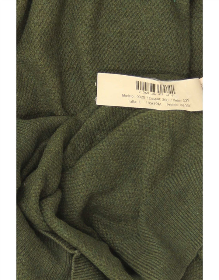 Massimo Dutti Maglione da uomo con scollo a V grande cotone verde