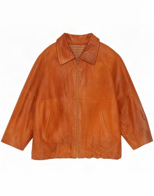 Giacca in pelle vintage da uomo UK 42 XL Marrone