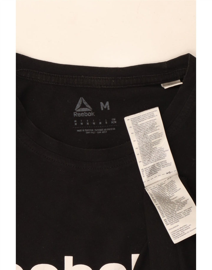 T-shirt grafica da uomo Reebok Top in cotone nero medio