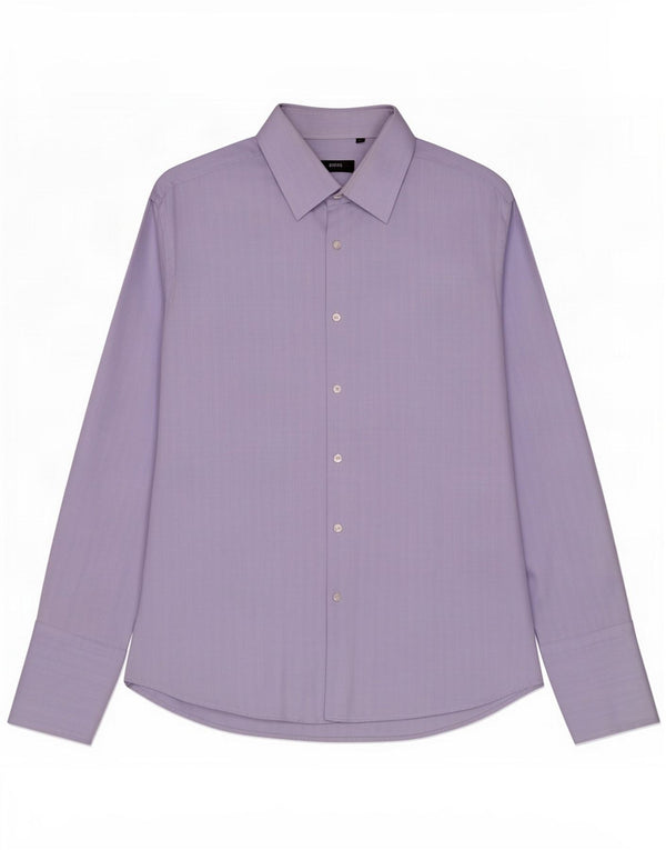 Camicia formale da uomo Hugo Boss taglia 44 17 1/2 XL Cotone a spina di pesce blu