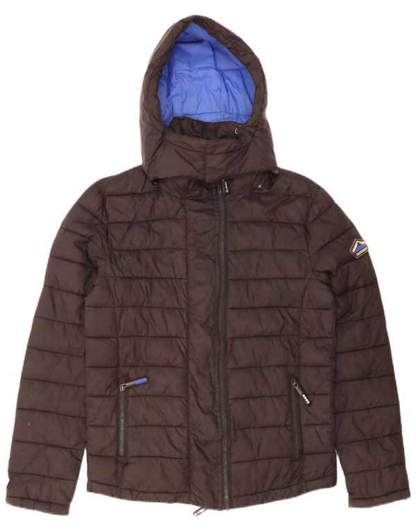 Giacca imbottita con cappuccio da uomo Superdry UK 36 Small Nylon nero