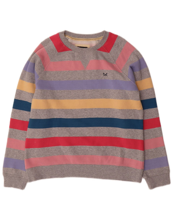 CREW CLOTHING Felpa da donna Maglione UK 10 Piccolo a righe multicolore