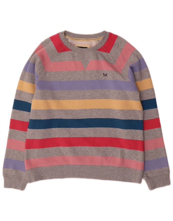 CREW CLOTHING Felpa da donna Maglione UK 10 Piccolo a righe multicolore