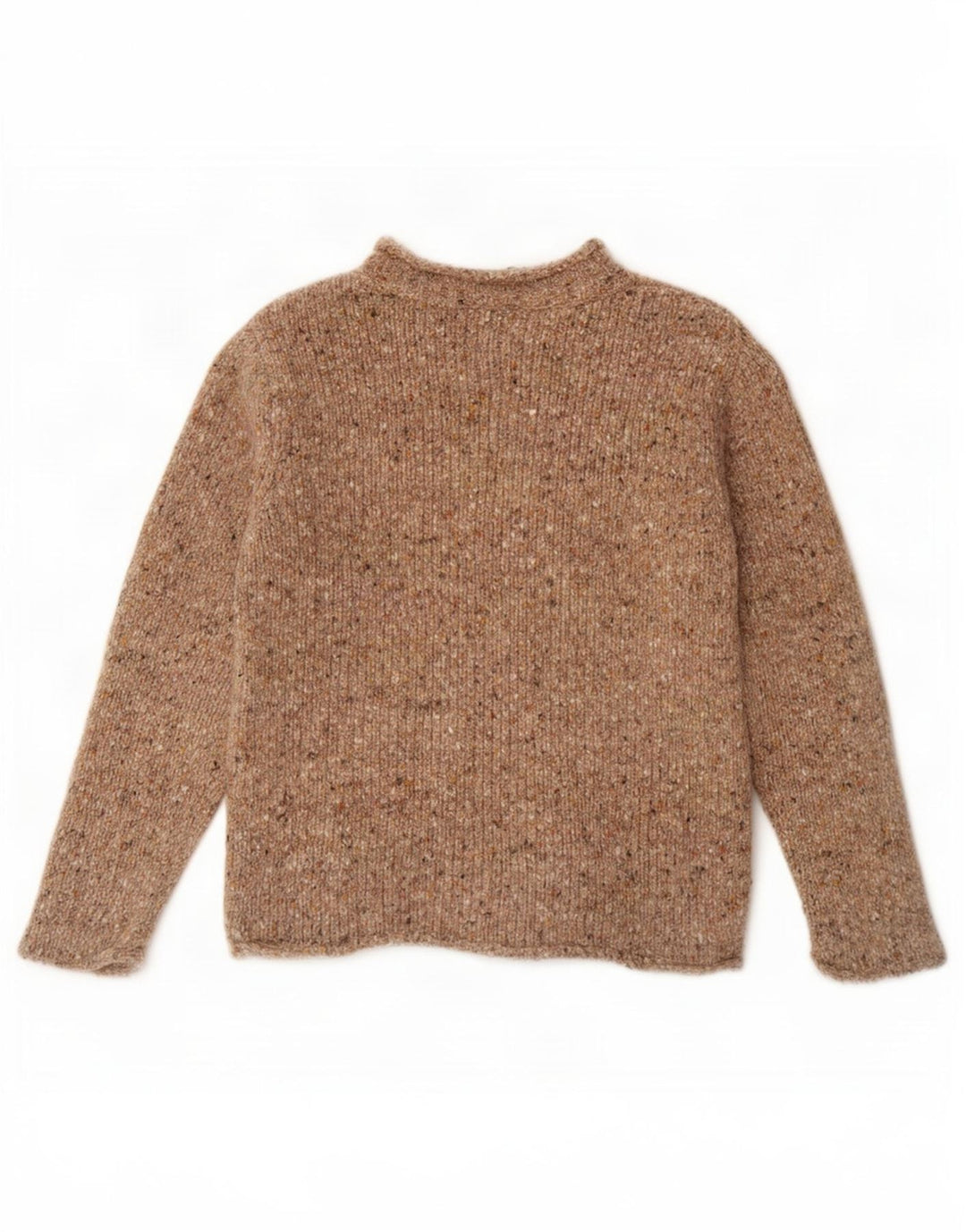 Maglione oversize da donna Aran con collo dolcevita UK 10 Piccolo beige screziato