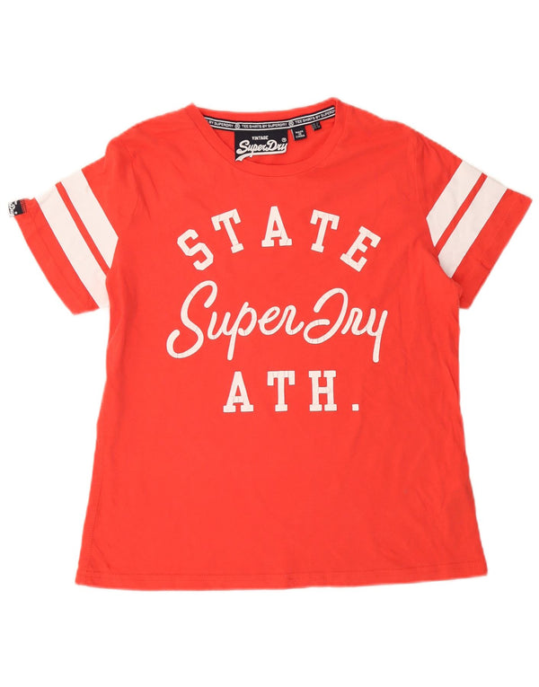 T-shirt grafica da donna Superdry Top UK 12 cotone color block rosso medio