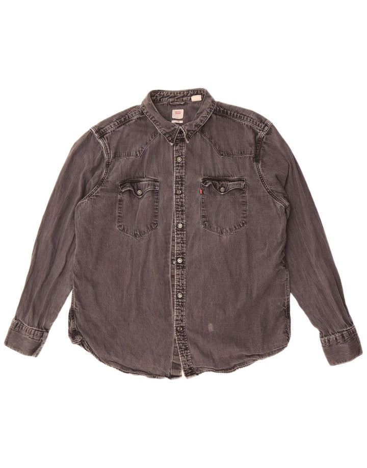 Camicia di jeans standard da uomo Levi's XL in cotone grigio