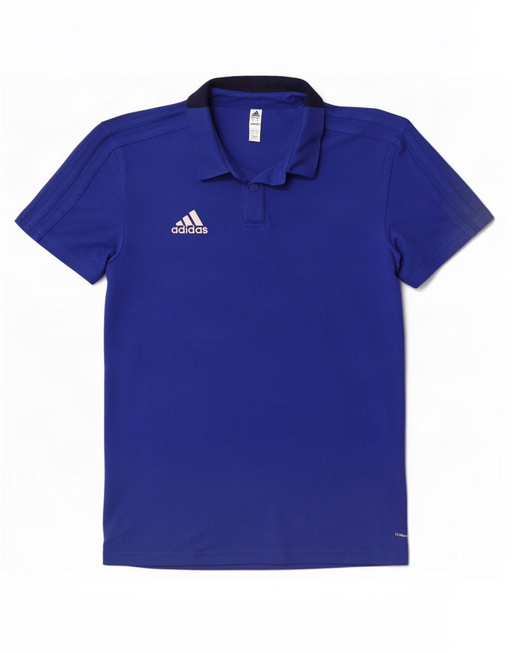 Polo Adidas Climalite da uomo in cotone color block blu medio