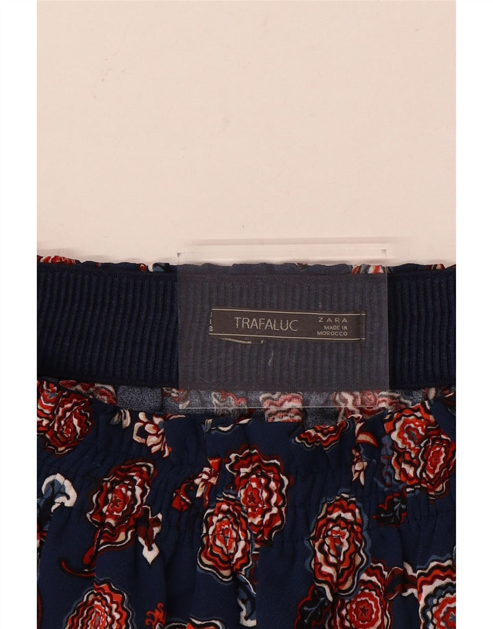 Minigonna da donna Zara media W28 blu navy floreale
