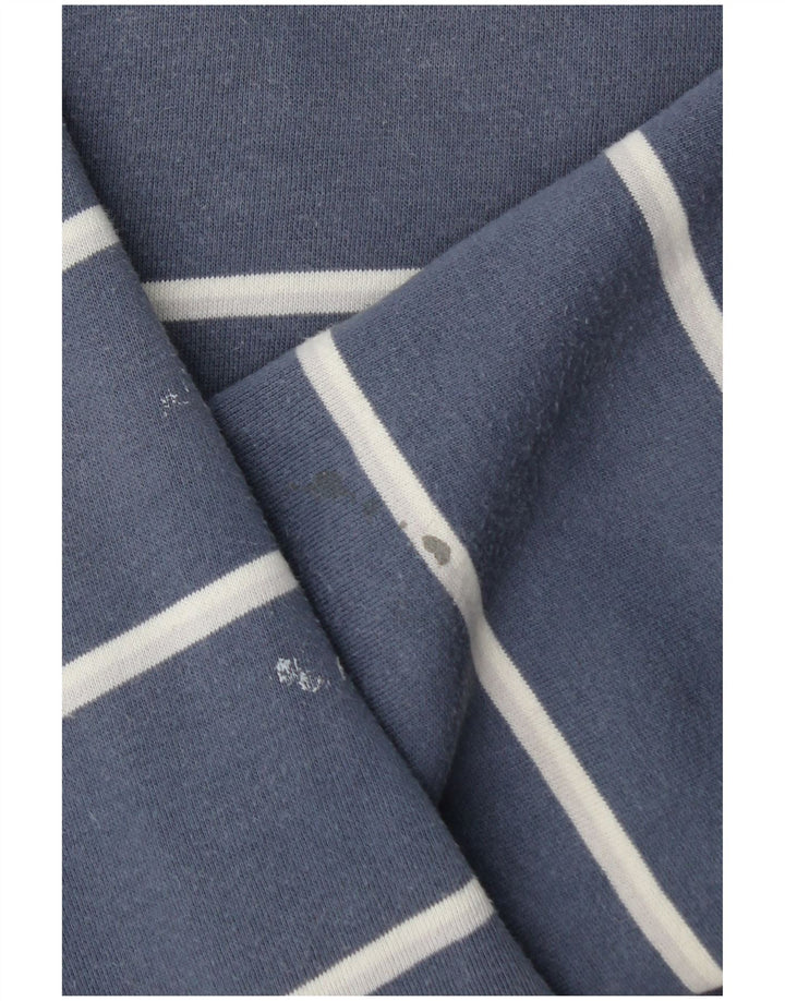 Crew Clothing Felpa da uomo con collo con zip, maglione grande, cotone a righe blu