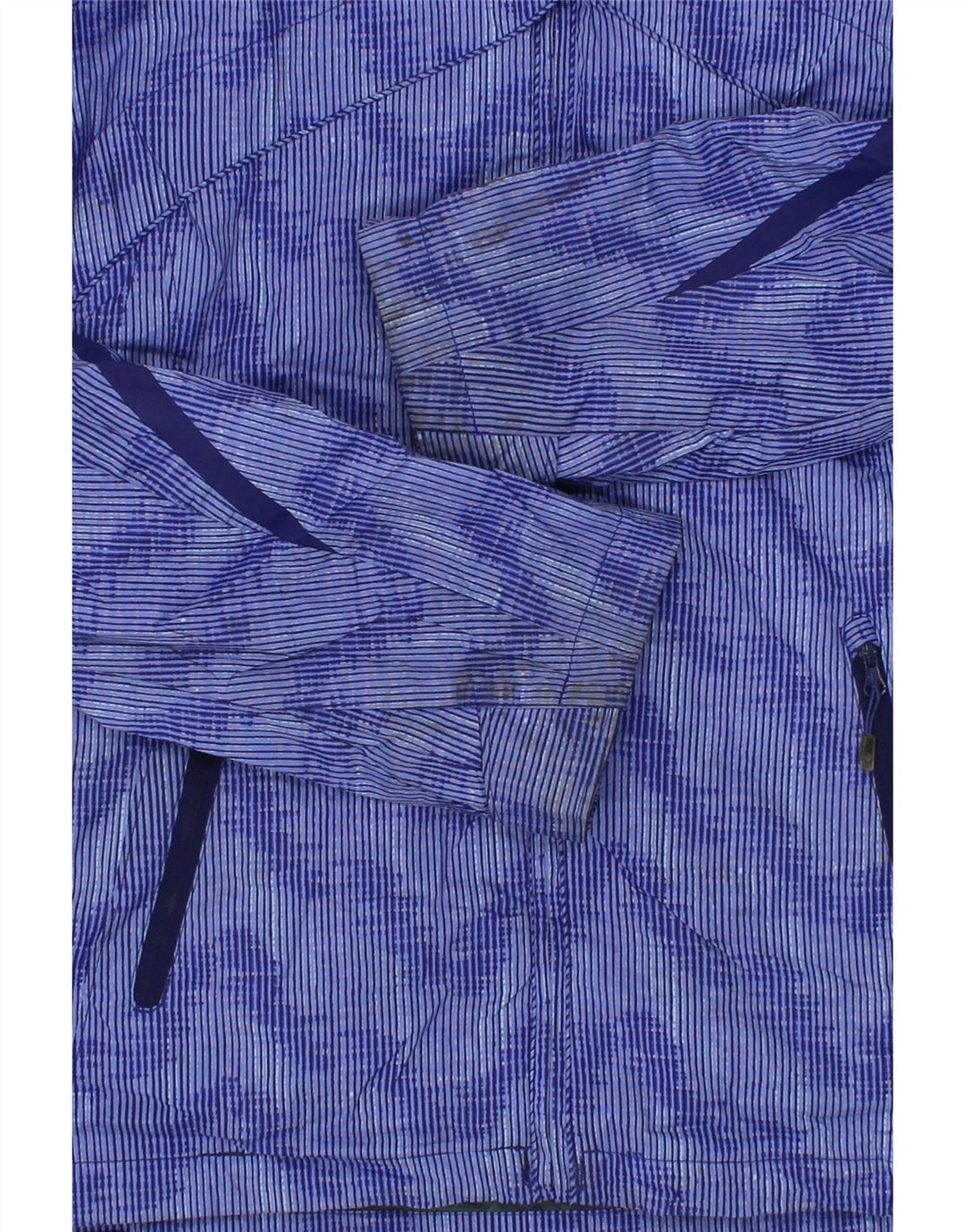 COLUMBIA Womens Hooded Windbreaker Jacket UK 14 Medium Blue Pinstripe Vintage Columbia and Second-Hand Columbia from Messina Hembry 