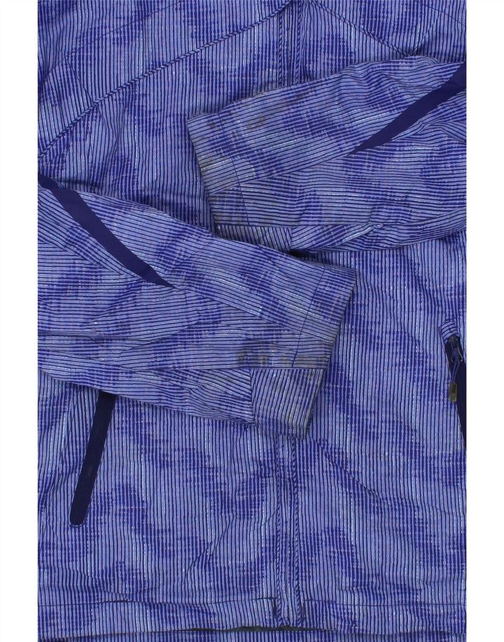 COLUMBIA Womens Hooded Windbreaker Jacket UK 14 Medium Blue Pinstripe Vintage Columbia and Second-Hand Columbia from Messina Hembry 