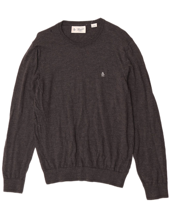 Maglione da uomo con scollo a barca Penguin XL in lana merino grigia