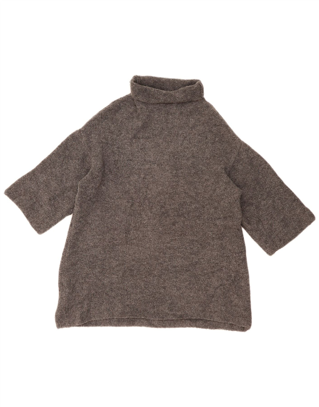Maglione ZARA da donna oversize con collo alto e maniche a 3/4 UK 10 piccolo grigio