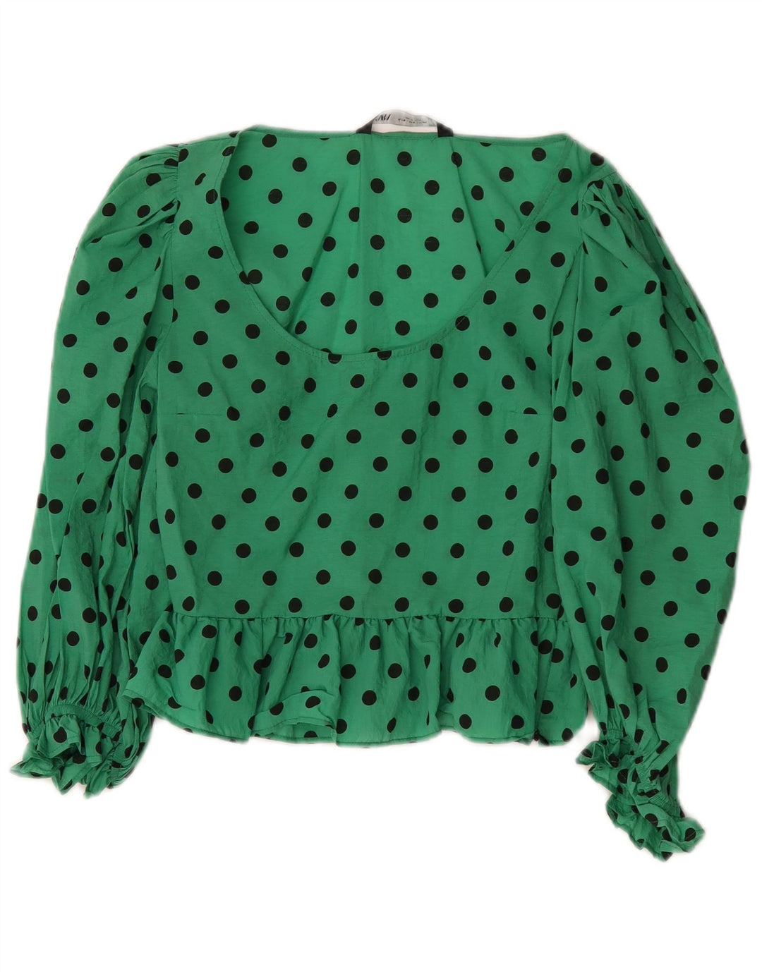 Camicetta a maniche lunghe da donna Zara UK 10 piccoli pois verdi