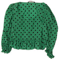 Camicetta a maniche lunghe da donna Zara UK 10 piccoli pois verdi