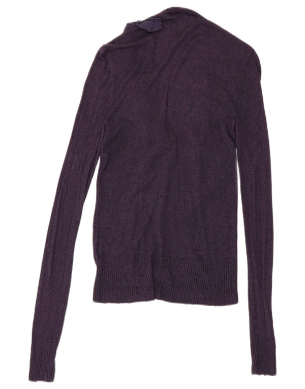 Maglione cardigan da donna con volant sul davanti Dkny UK 8 piccolo rayon viola