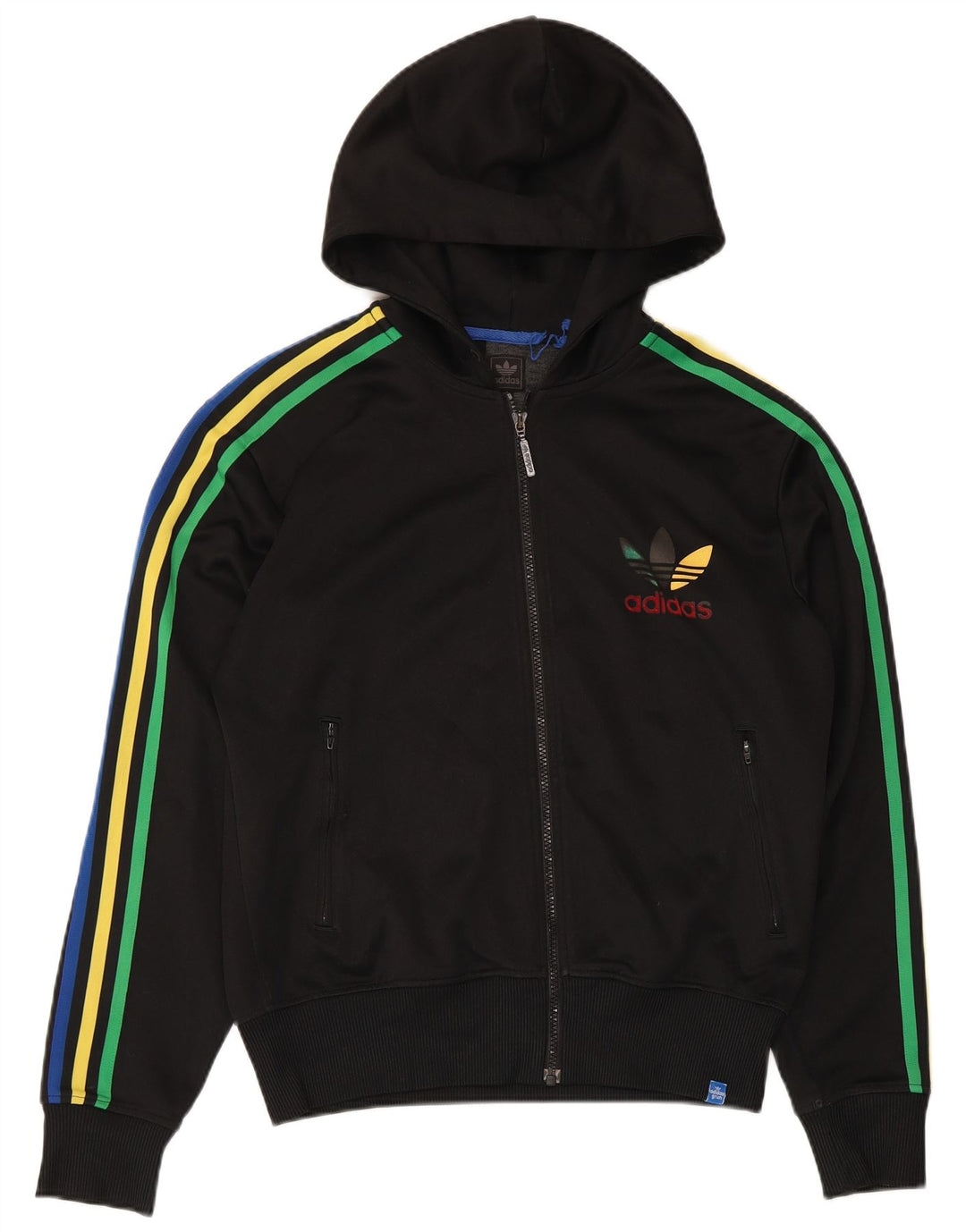 Maglione con cappuccio e zip Adidas da uomo in poliestere nero medio