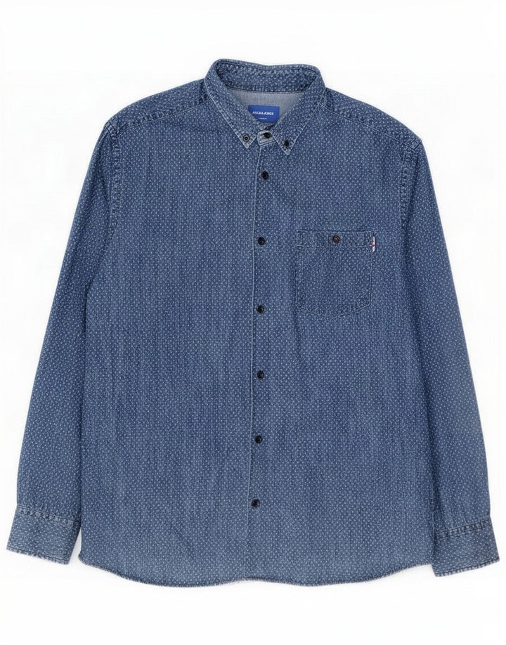 Jack & Jones Camicia di jeans da uomo 2XL Blu maculato