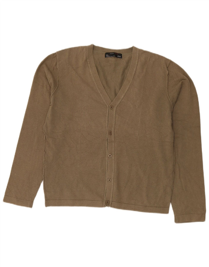 Maglione cardigan da uomo Zara grande in cotone kaki