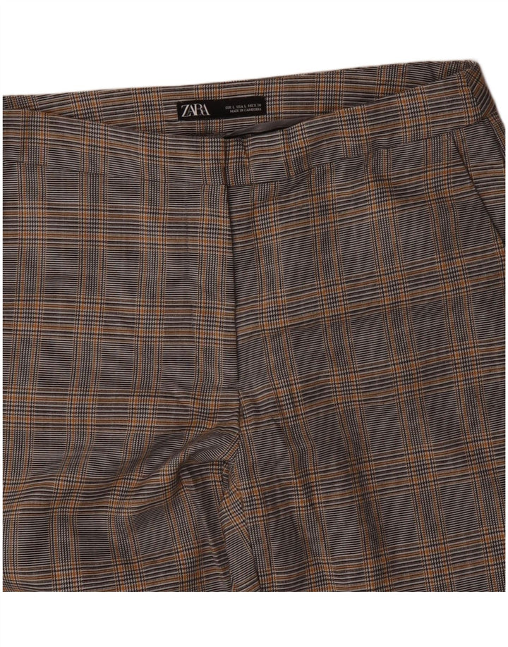 Pantaloni Chino Dritti Da Donna ZARA Grandi W30 L26 Pied De Poule Grigi
