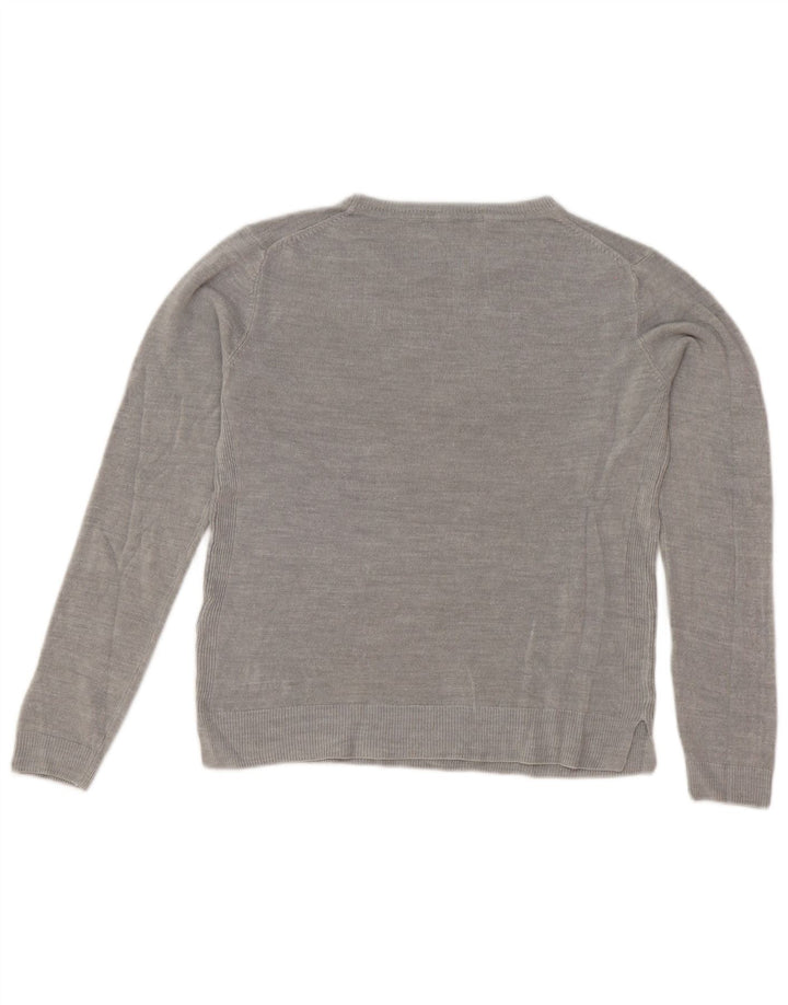 Maglione maglione girocollo corto da donna Marks & Spencer UK 10 piccolo grigio
