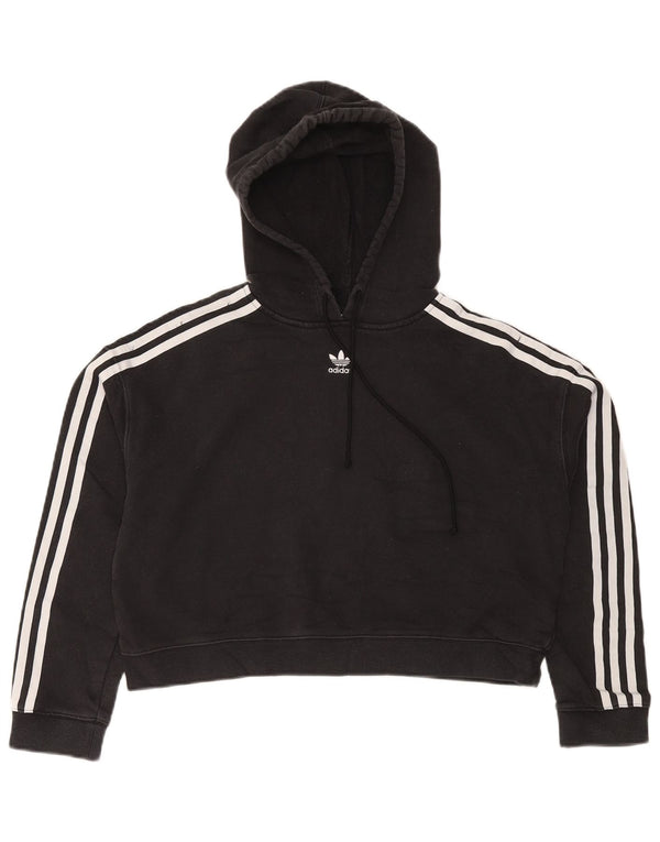 Maglione con cappuccio oversize corto da donna Adidas UK 10 piccolo cotone nero